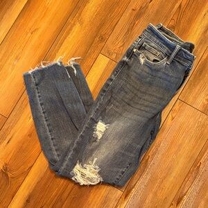 Judy Blue Distressed Relaxed Fit Jeans in Classic Blue